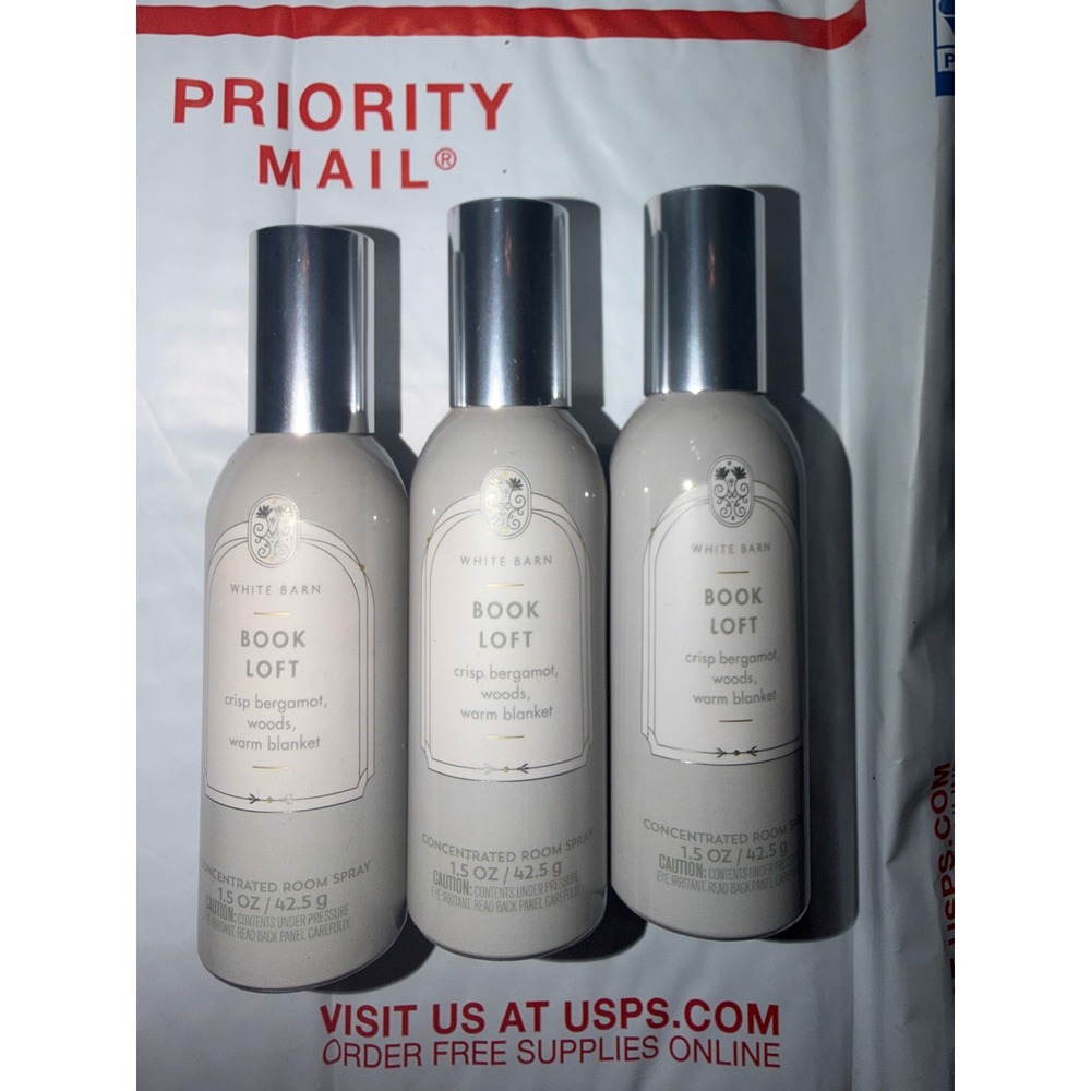 Bath and body works White Barn Room Spray Book Loft Concentrated Set of 3